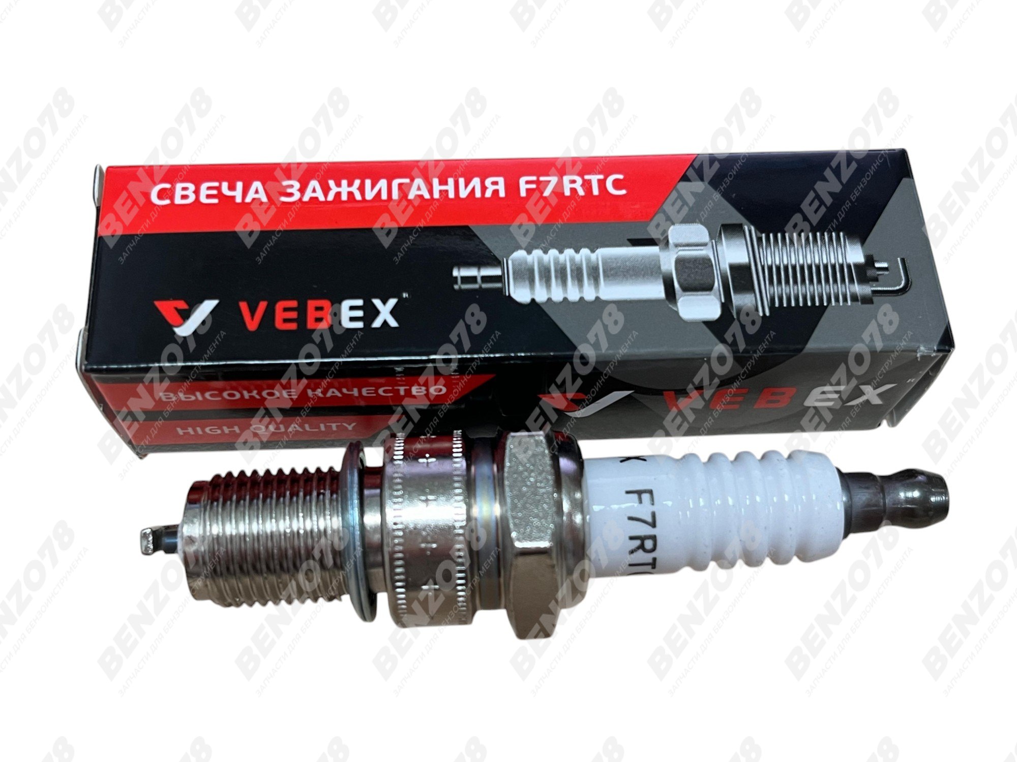 Свеча зажигания VEBEX F7RTC (для 4-х тактных двигателей, М14х1.25х19мм длинная)